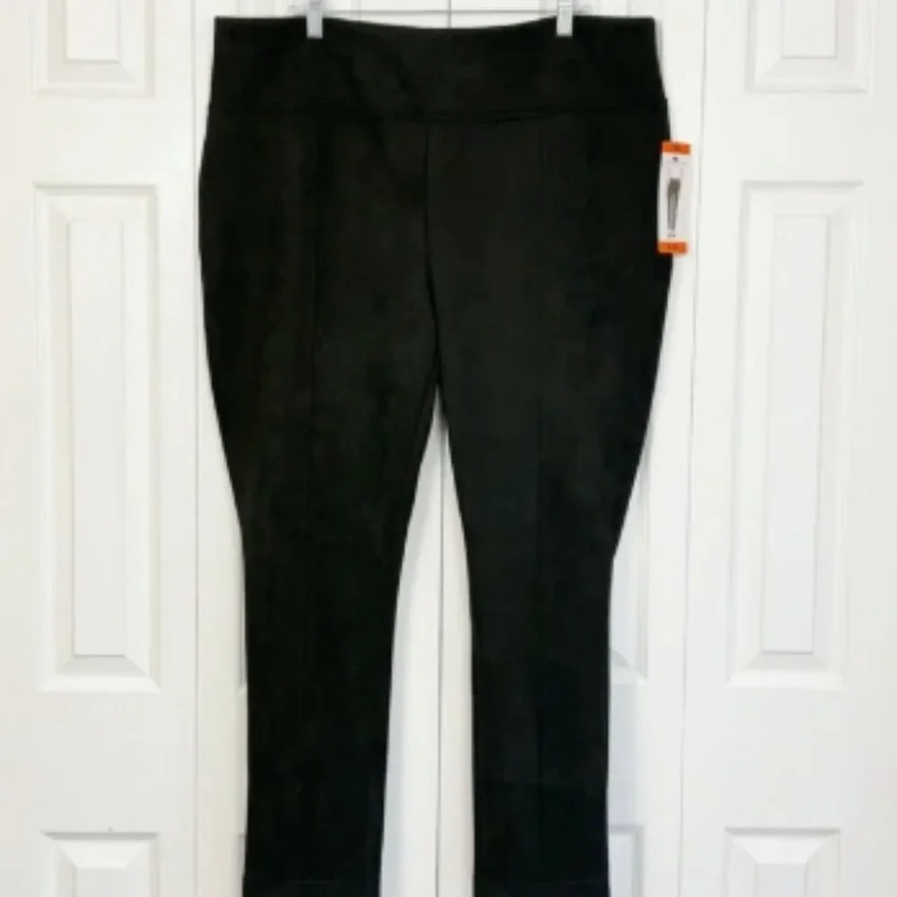 NWT Andrew Marc Soft Black Faux Suede Stretch Pull-On Legging Pants XXL - Picture 1 of 12